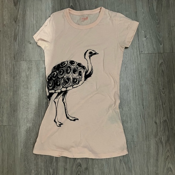 twik Tops - 2/$20 Pink T-Shirt with Ostrich Print